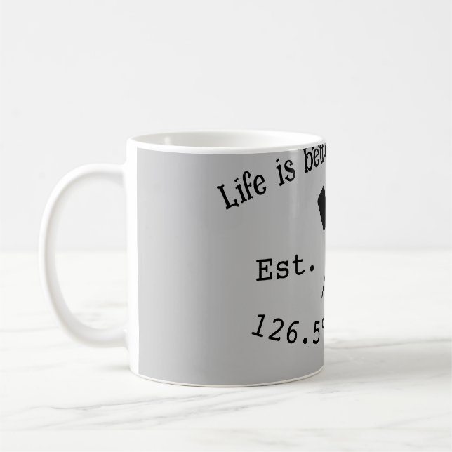 Lake house ets. Date year custom coordinates add n Coffee Mug (Left)