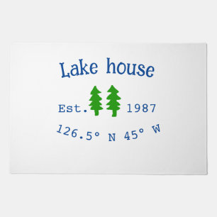 Lake house ets. Date year custom coordinates add n Doormat