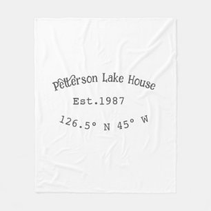 Lake house ets. Date year custom coordinates add n Fleece Blanket