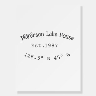 Lake house ets. Date year custom coordinates add n Foam Board