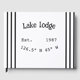 Lake house ets. Date year custom coordinates add n Foil Guest Book