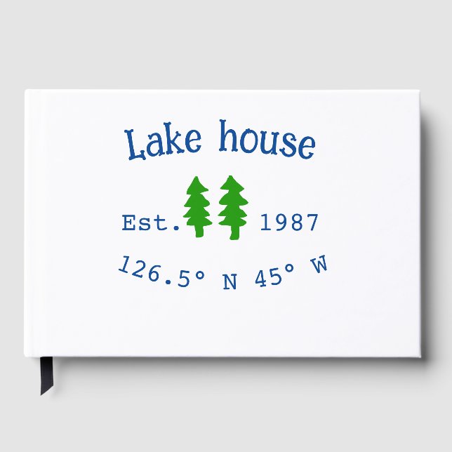 Lake house ets. Date year custom coordinates add n Foil Guest Book (Front)