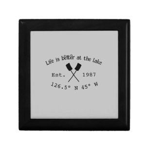 Lake house ets. Date year custom coordinates add n Gift Box