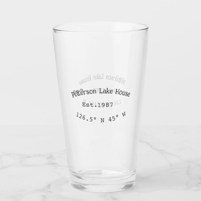Lake house ets. Date year custom coordinates add n Glass (Front)