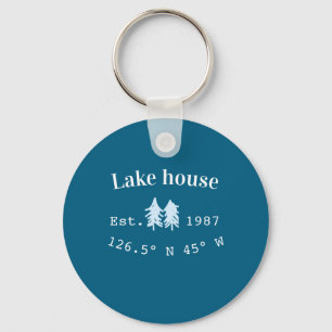 Lake house ets. Date year custom coordinates add n Keychain