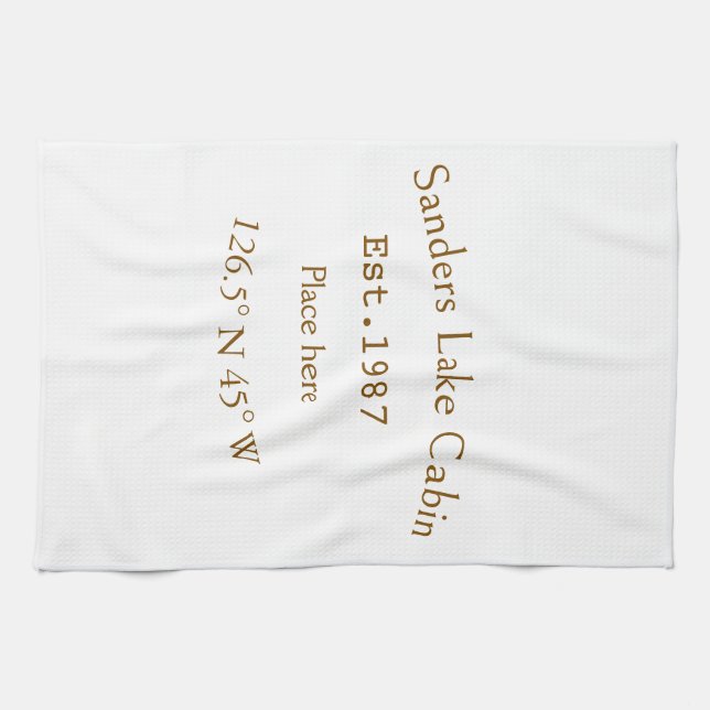Lake house ets. Date year custom coordinates add n Kitchen Towel (Horizontal)