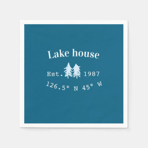 Lake house ets. Date year custom coordinates add n Napkins