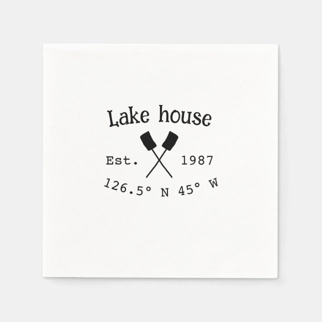 Lake house ets. Date year custom coordinates add n Napkins (Front)
