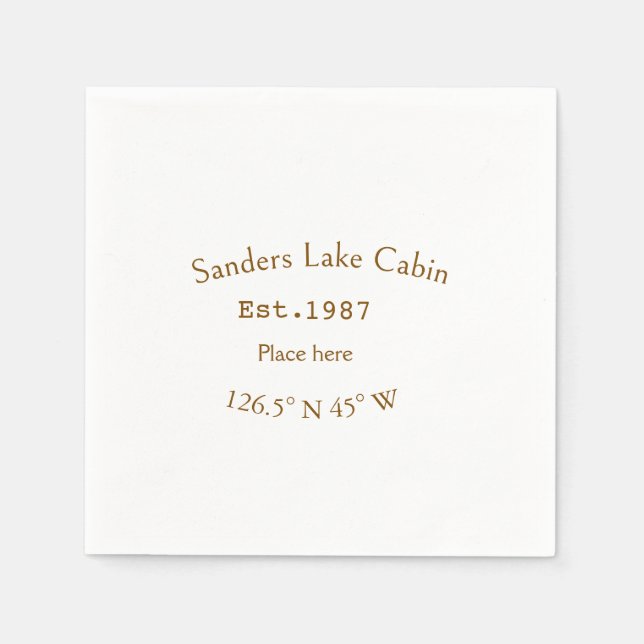 Lake house ets. Date year custom coordinates add n Napkins (Front)