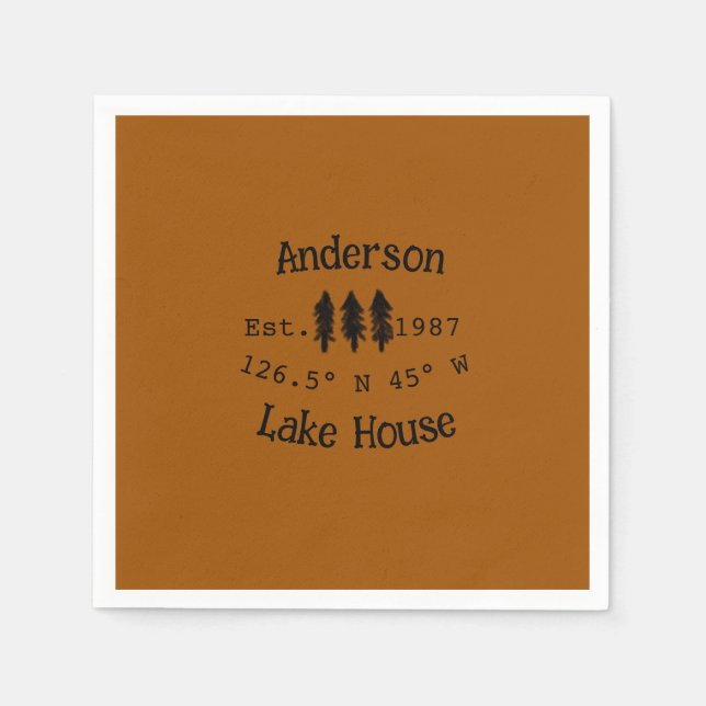 Lake house ets. Date year custom coordinates add n Napkins (Front)