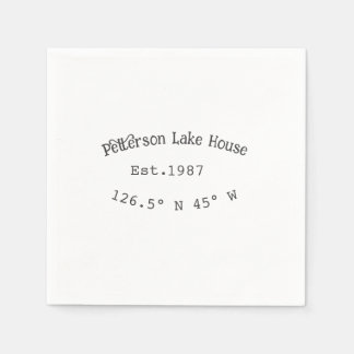 Lake house ets. Date year custom coordinates add n Napkins
