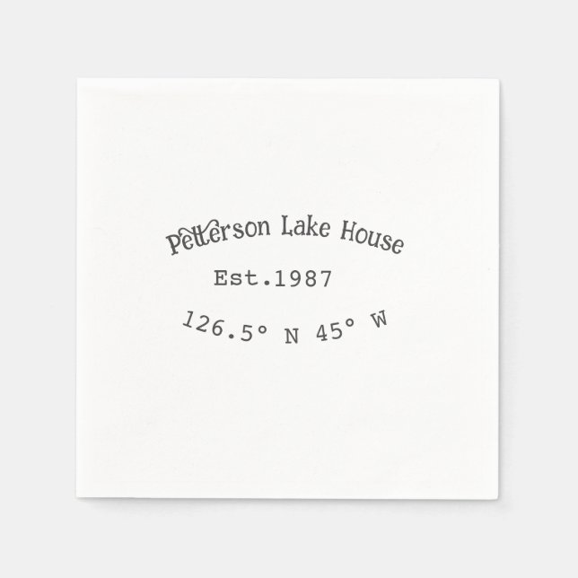Lake house ets. Date year custom coordinates add n Napkins (Front)