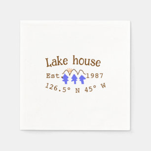 Lake house ets. Date year custom coordinates add n Napkins