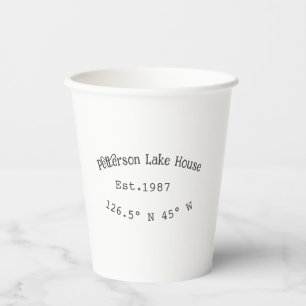 Lake house ets. Date year custom coordinates add n Paper Cups