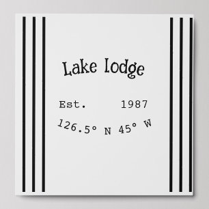 Lake house ets. Date year custom coordinates add n Peel And Stick Photo Tile