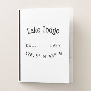 Lake house ets. Date year custom coordinates add n Pocket Folder