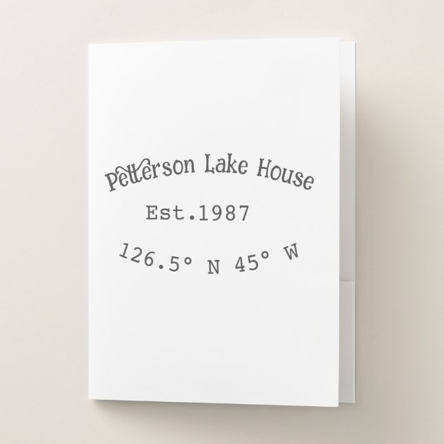 Lake house ets. Date year custom coordinates add n Pocket Folder (Front)