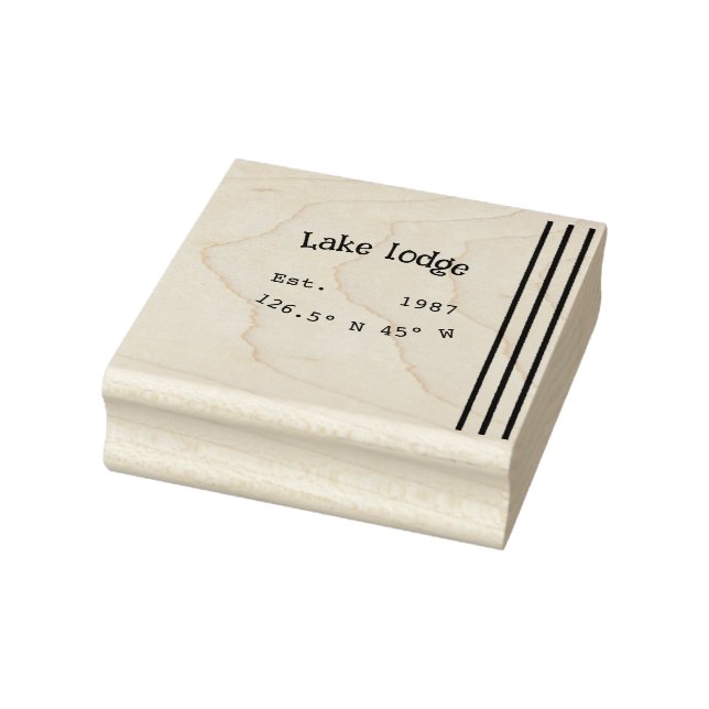 Lake house ets. Date year custom coordinates add n Rubber Stamp (Stamp)
