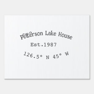 Lake house ets. Date year custom coordinates add n Sign
