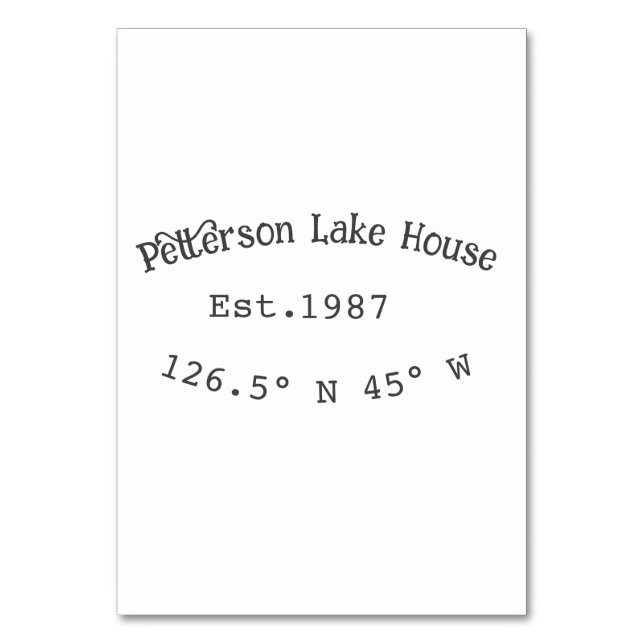 Lake house ets. Date year custom coordinates add n Table Number (Front)