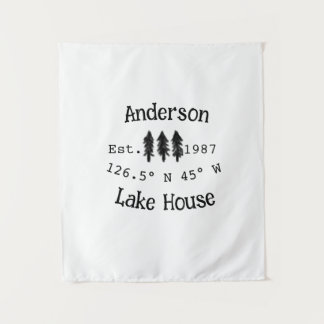 Lake house ets. Date year custom coordinates add n Tapestry