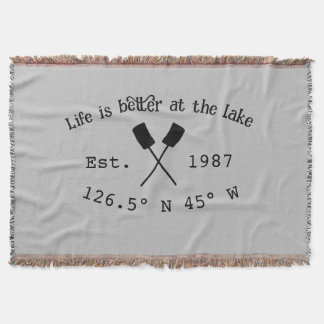 Lake house ets. Date year custom coordinates add n Throw Blanket