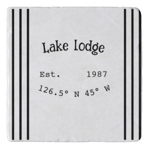 Lake house ets. Date year custom coordinates add n Trivet