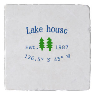 Lake house ets. Date year custom coordinates add n Trivet