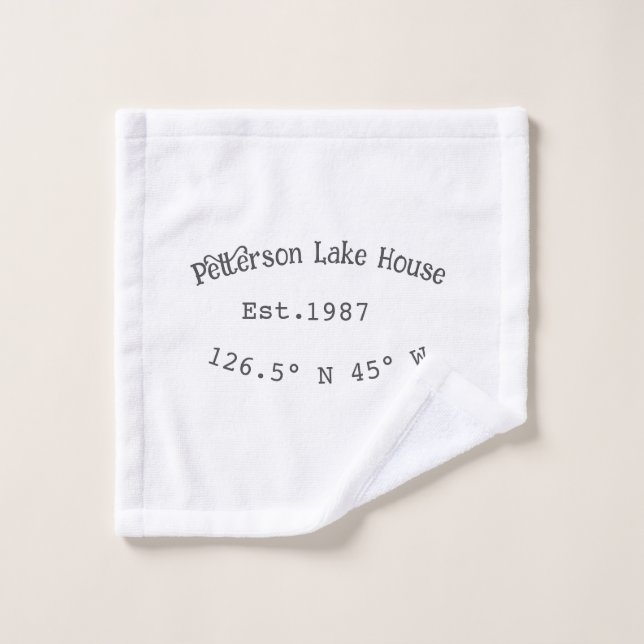 Lake house ets. Date year custom coordinates add n Wash Cloth (Wash Cloth)
