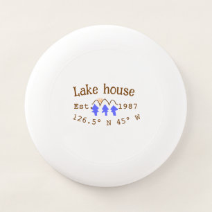 Lake house ets. Date year custom coordinates add n Wham-O Frisbee
