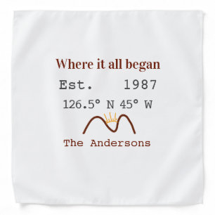 Lake house ets. Date year custom coordinates brown Bandana