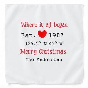 Lake house ets. Date year custom coordinates red Bandana