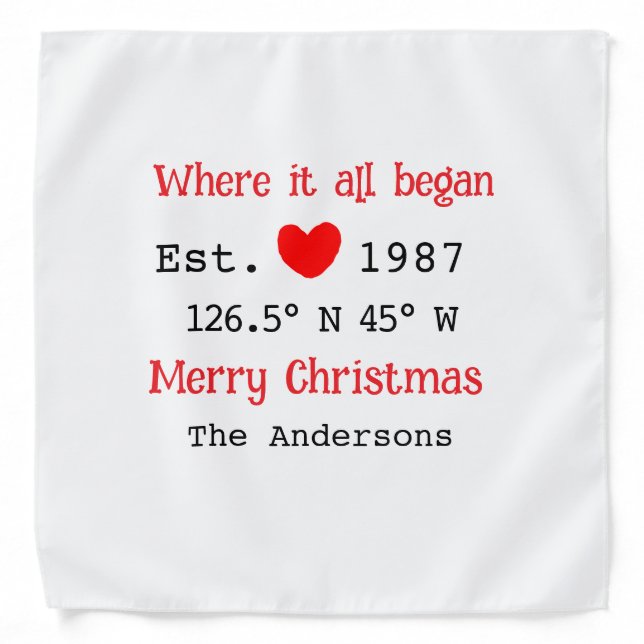 Lake house ets. Date year custom coordinates red Bandana (Front)