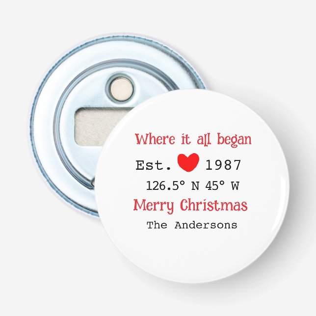 Lake house ets. Date year custom coordinates red Bottle Opener (Front)