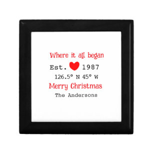 Lake house ets. Date year custom coordinates red Gift Box