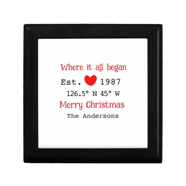 Lake house ets. Date year custom coordinates red Gift Box (Front)