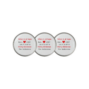 Lake house ets. Date year custom coordinates red Golf Ball Marker