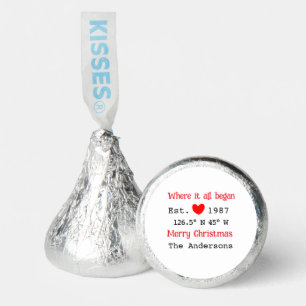Lake house ets. Date year custom coordinates red Hershey®'s Kisses®