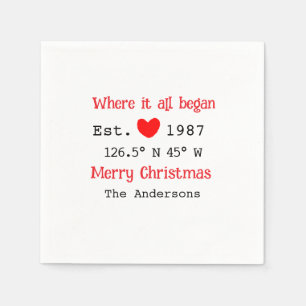 Lake house ets. Date year custom coordinates red Napkins
