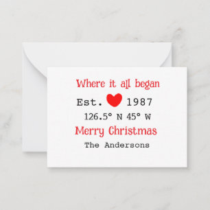 Lake house ets. Date year custom coordinates red Note Card