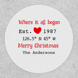 Lake house ets. Date year custom coordinates red Patch