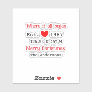 Lake house ets. Date year custom coordinates red Sticker