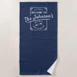 Lake House Family Logo Custom Beach Towel | Navy Lake House Family Logo Custom Beach Towel | Navy