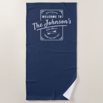 Lake House Family Logo Custom Beach Towel | Navy Lake House Family Logo Custom Beach Towel | Navy