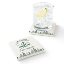 Lake House Family Name Anchor Oars Pines Stone Coaster Lake House Family Name Anchor Oars Pines Stone Coaster