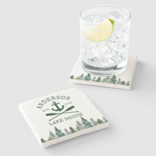 Nautical Coasters for Drinks with Anchor Design Pack of 4