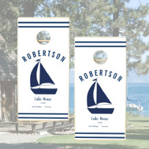 Lake House Family Name Navy Blue Nautical
