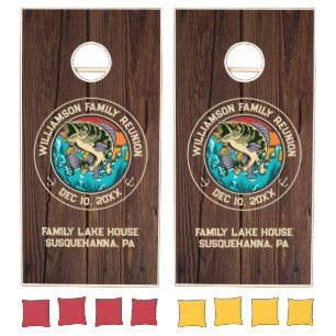 Lake House Family Reunion Largemouth Bass Fishing Cornhole Set