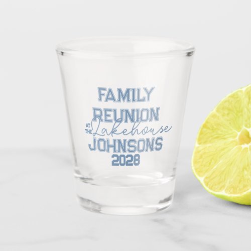 Lake house family reunion retro blue and white 