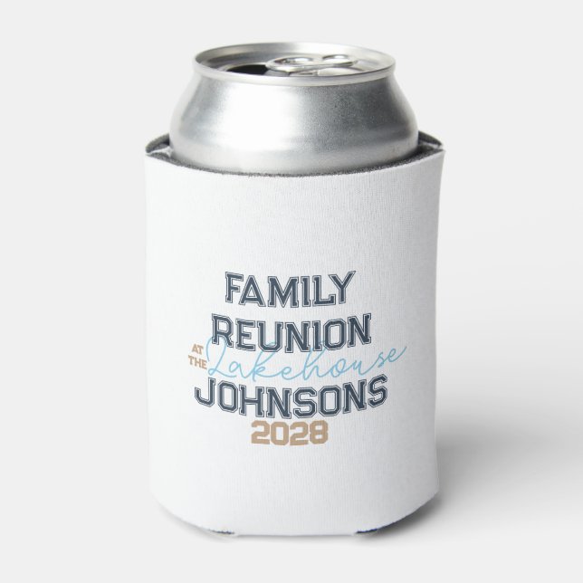 Lake house family reunion retro typography  can cooler (Can Front)